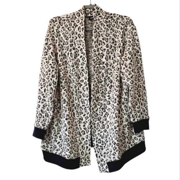 Jones New York Black and White Leopard Print Cardigan - Picture 1 of 7